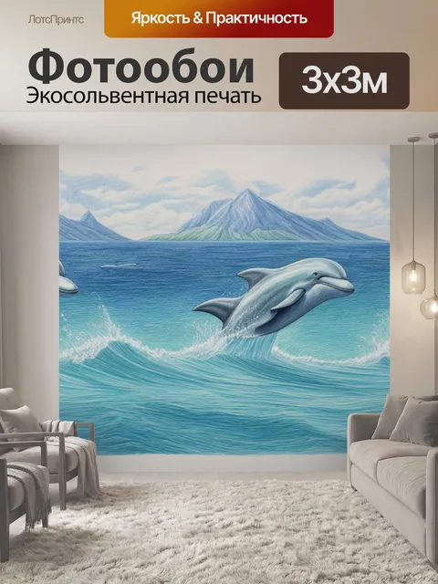 Фотообои пейзаж с дельфинами карандашом поэтапно