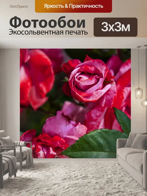 Фотообои Цветочный фон с красными розами