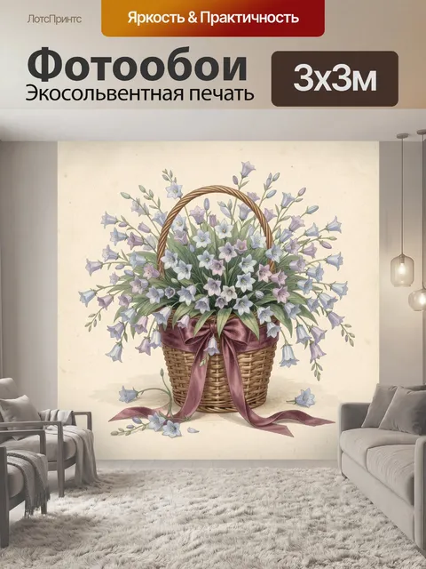 Фотообои Корзина с нежными колокольчиками