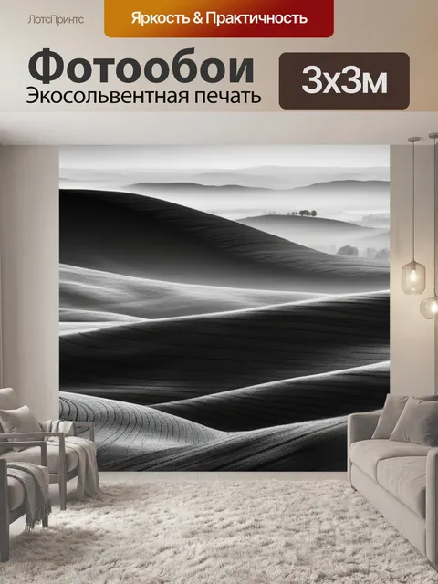 Фотообои пейзаж с ранним утром чернобелый