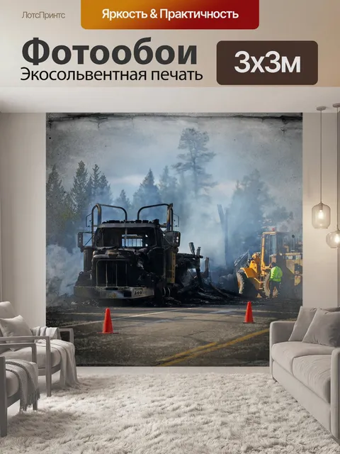 Фотообои Горящий грузовик