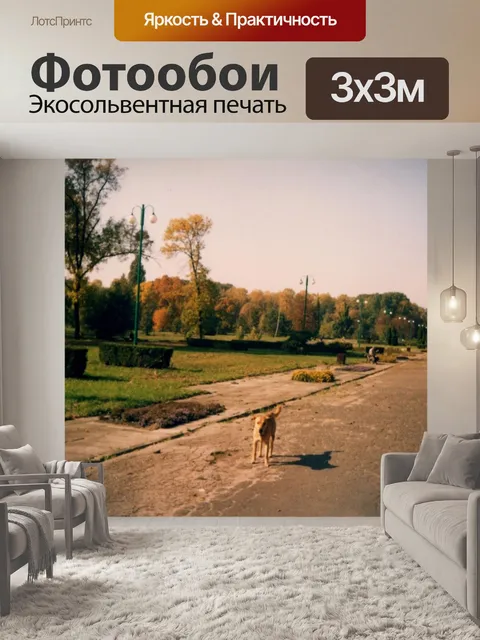 Фотообои Золотая собака и золотая осень