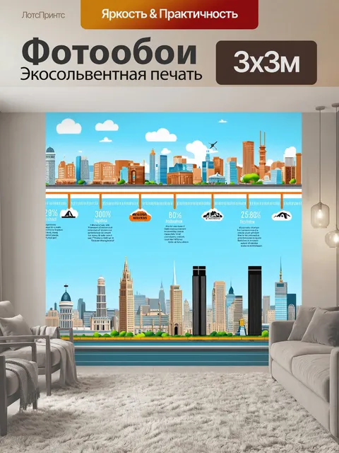 Фотообои город в стиле инфографический рисунок