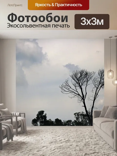 Фотообои высокое сухое дерево на фоне облачного н