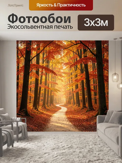 Фотообои Осенний лес с извилистой тропой