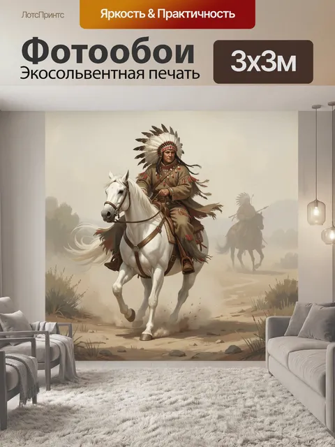 Фотообои Индейский воин на скакуне