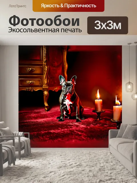 Фотообои французский бульдог сидит на роскошном