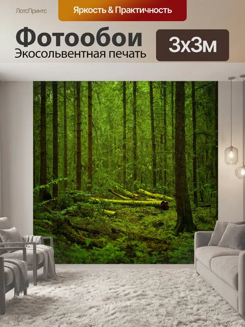 Фотообои заповедный лес с животными, защищенными от вырубки