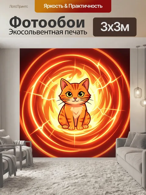 Фотообои Рыжий кот в магическом свете