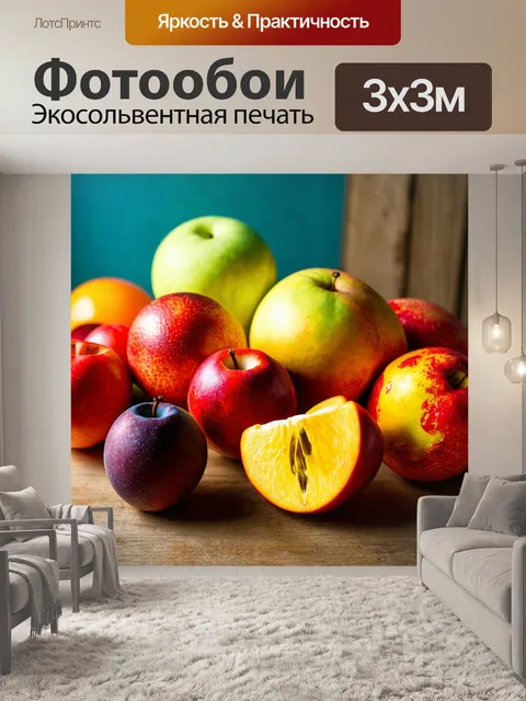 Фотообои летние фрукты на деревенском столе