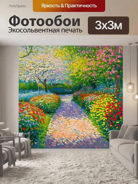 Фотообои англия изображают весенние садовые пути, окаймленные яркими цветами и зелеными растениями