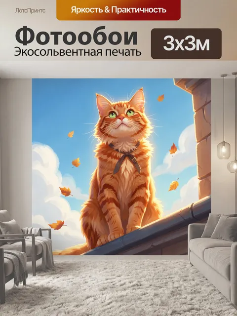 Фотообои Рыжий кот на крыше