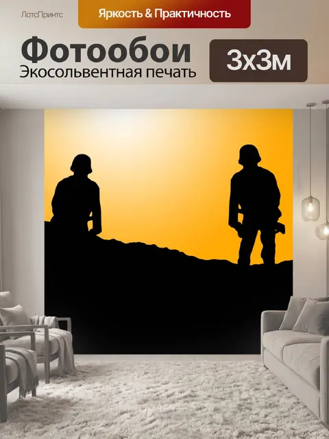 Фотообои Солдат силуэт на закате