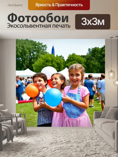 Фотообои греция, детский праздник в парке, веселые лица, воздушные шарики, семьи вместе, игры и конкурсы, смех и…