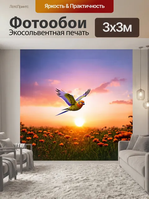 Фотообои на фоне закатного неба