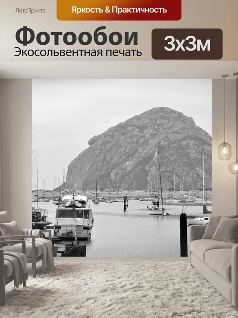 Фотообои Морро-Бэй в черный и белый