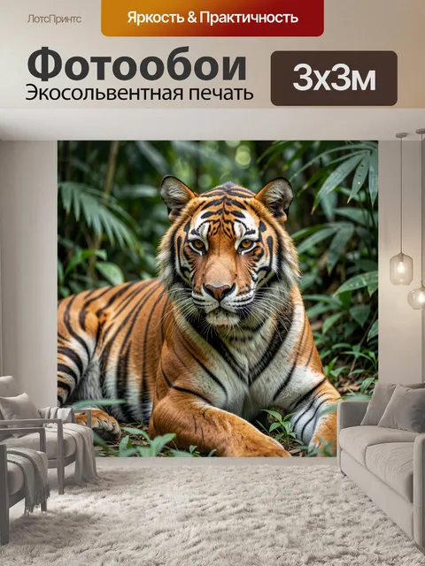 Фотообои Тигр в тропических зарослях