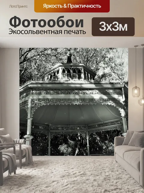 Фотообои беседка в черно-белом