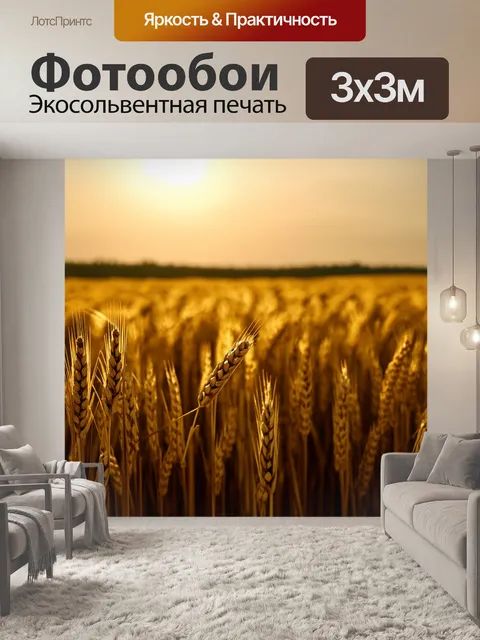 Фотообои темный фон, на котором шепчущие ветры танцуют среди золотых полей пшеницы под светом вечернего солнца