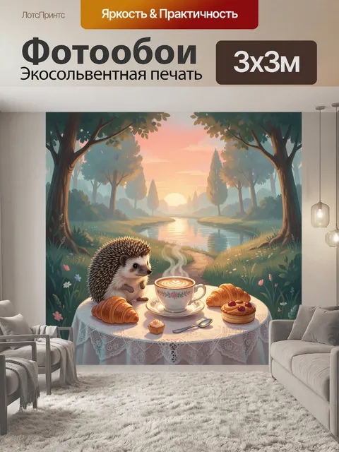 Фотообои Пикник с ёжиком на рассвете
