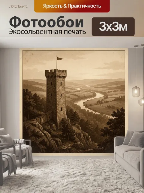 Фотообои Каменная башня над рекой