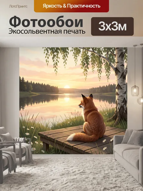 Фотообои Лисица у тихого озера