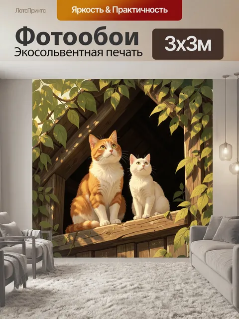 Фотообои Два кота у чердачного окна