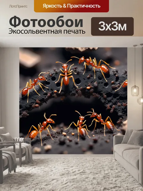 Фотообои микроизображение муравьев, работающих в колонии