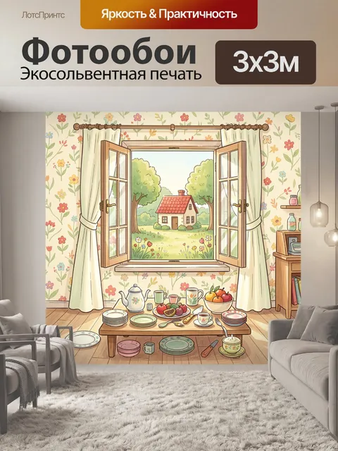 Фотообои Уютный деревенский вид из окна