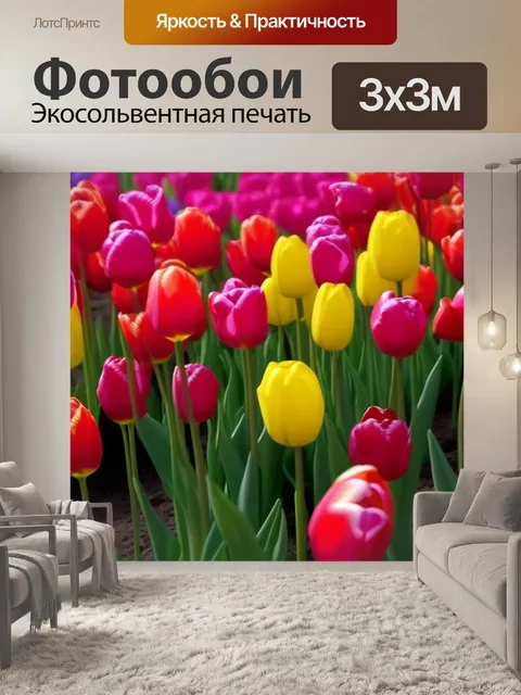 Фотообои тюльпаны, окрашенные в разные цвета