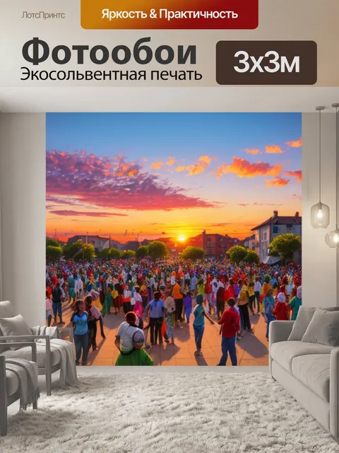 Фотообои с людьми и закатом