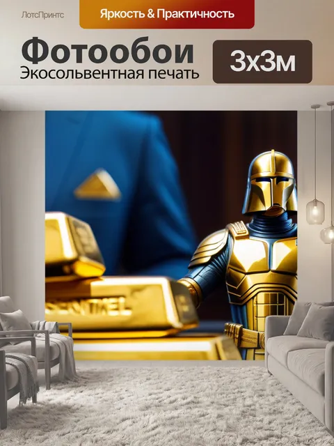 Фотообои золотой слиток охраняемый стражем