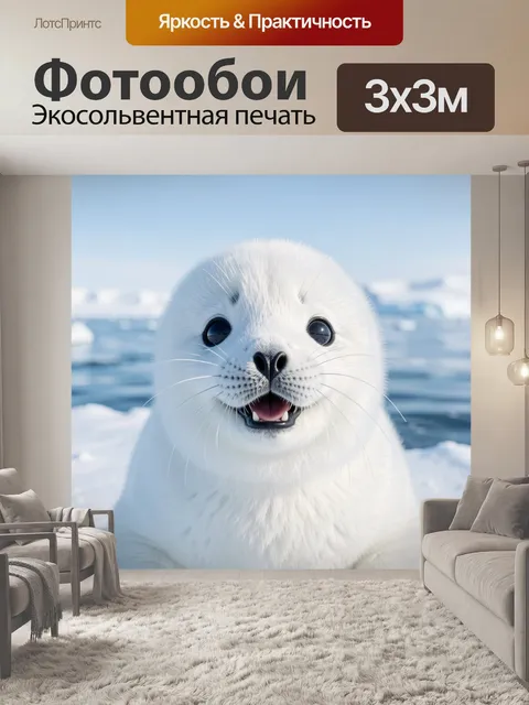 Фотообои Белоснежный детёныш тюленя