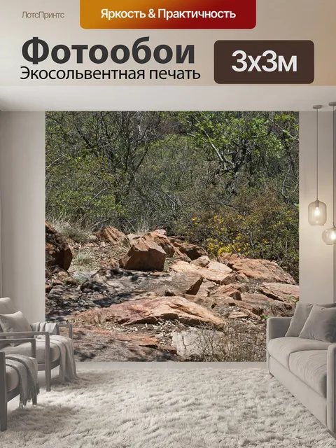 Фотообои неровные скалы на холме в солнечном свет