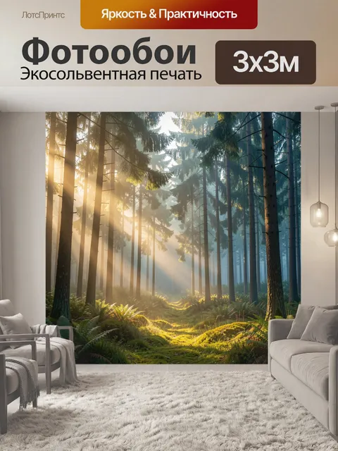Фотообои Солнечный сосновый лес