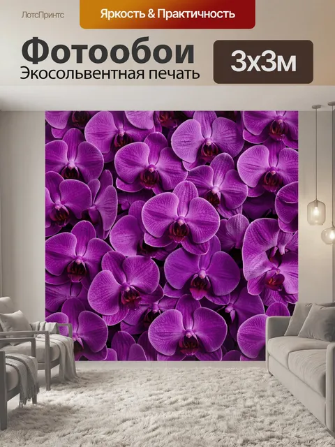 Фотообои Фиолетовые орхидеи крупным планом