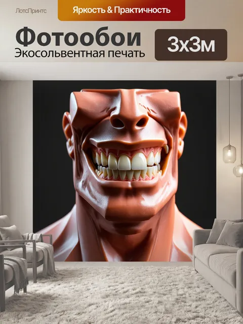 Фотообои модель челюсти, выполненная в реалистичном стиле, с акцентом на мельчайшие детали зубов и челюстной структуры