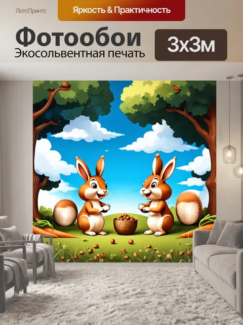 фотообои лес в стиле маскот