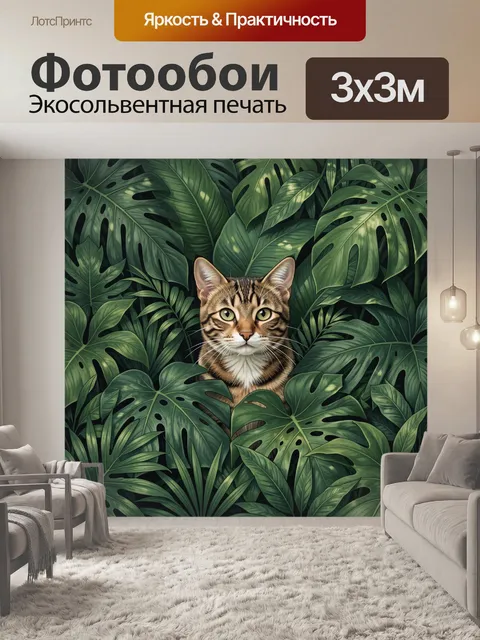 Фотообои Тигровый кот среди монстер