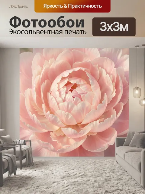 Фотообои Розовый пион крупным планом