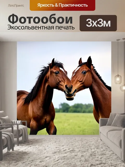 Фотообои конь, играющий с другим конем, радостная встреча и моменты счастья