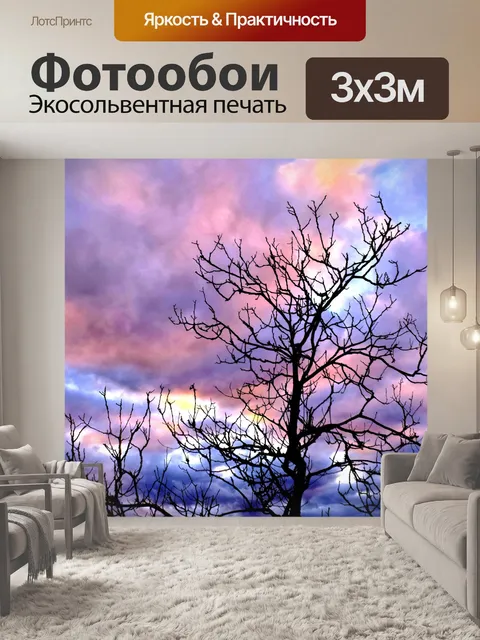 Фотообои Силуэт закатного дерева