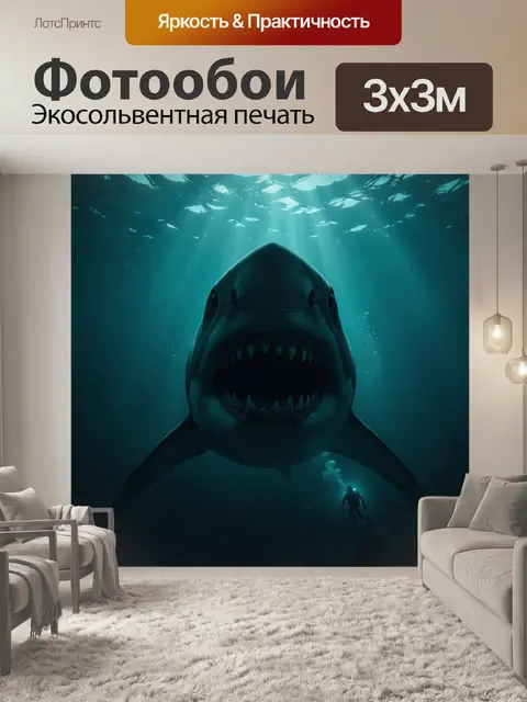Фотообои Пасть акулы под водой