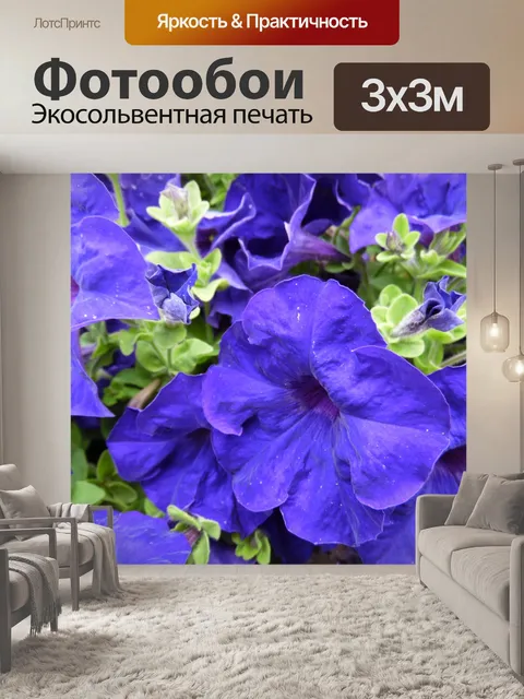 Фотообои Синие Фиолетовый Цветы
