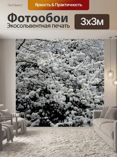 Фотообои белые цветы на дереве