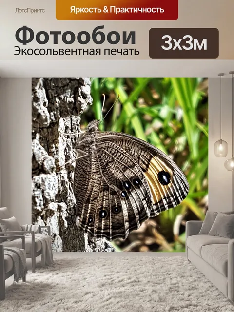 Фотообои Обычная деревянная бабочка-бабочка на де