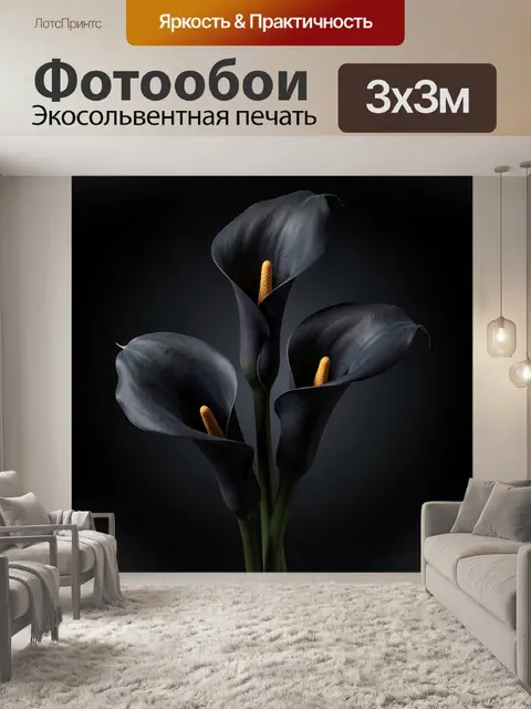 Фотообои Черные каллы на темном фоне