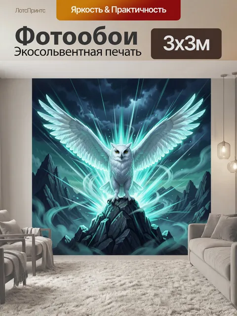 Фотообои Белая сова на скале