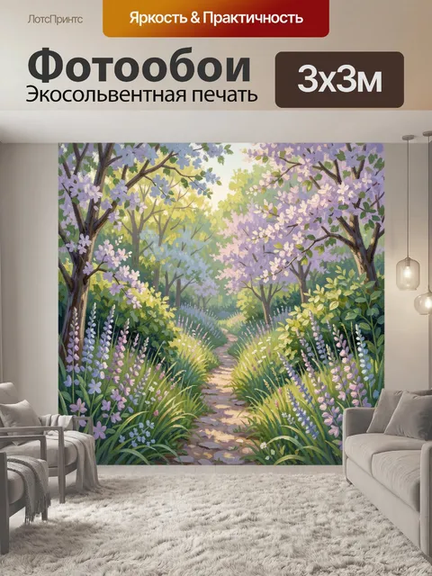 Фотообои Цветущая лесная тропинка