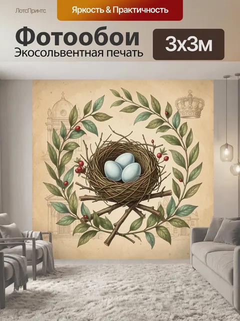 Фотообои Гнездо с голубыми яйцами